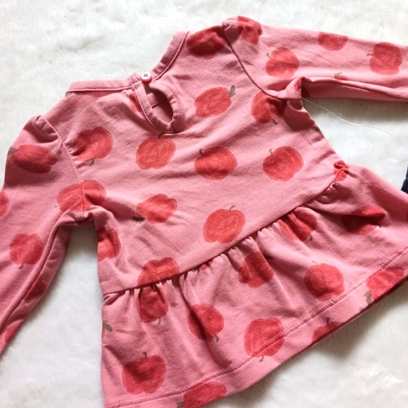 Carter's • "Just One You" Baby Girl's Apple Print Peplum Top and Legging Set - Picture 4 of 10